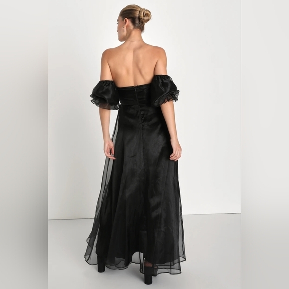 Lulus True Excellence Black Bustier Off-the-Shoulder Gown S Wedding Partt Formal - Picture 5 of 10